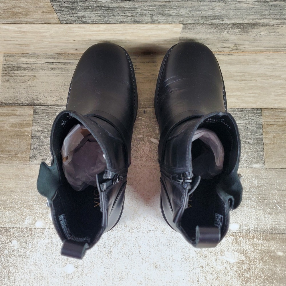 Vionic Folsom Womens Ankle Boot Sz 6.5 W Black Leather Buckle Side Zip Round Toe - Picture 4 of 10